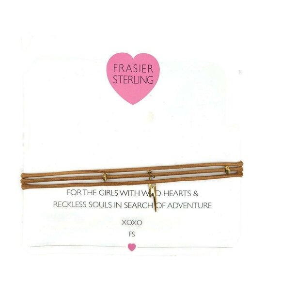 New Frasier Sterling 3 Wrap Ransom Lightning Choker Brown Leather Gold - Picture 2 of 4